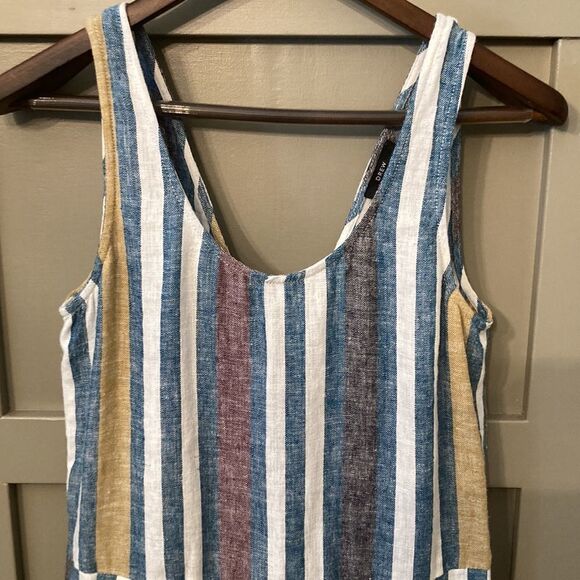 𝅺ANTHROPOLOGIE Drew Striped Linen Sleeveless Jumpsuit Size XS - Picture 6 of 10